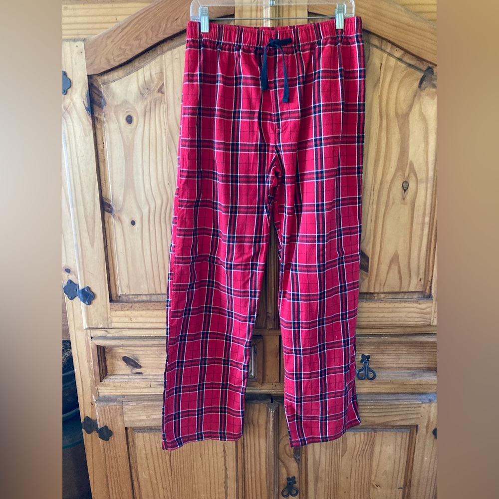 Men DISTRICT red black plaid lightweight flannel pajama lounge pants size L